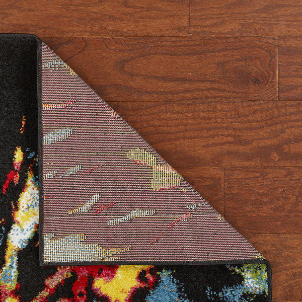 Wrought Studio Andreasen Abstract Black/Red/Yellow Area Rug & Reviews